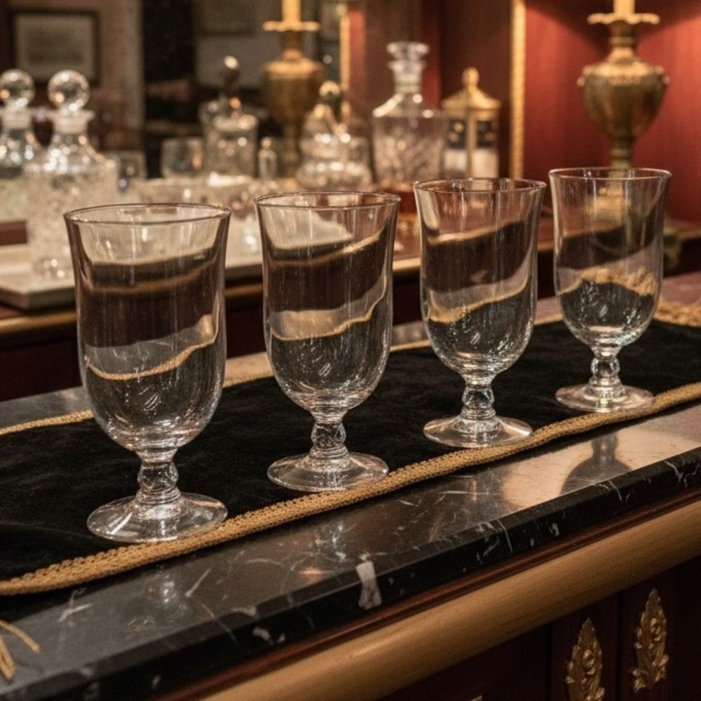 Fostoria Cellini‎ Loop Optic Ice Tea Goblets, Set of 4, Vintage Clear Stemware